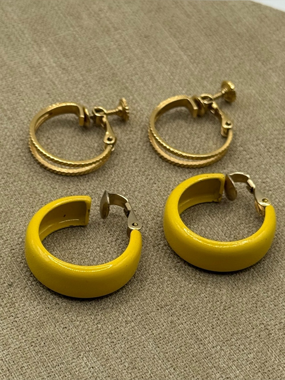 Set of two Napier Yellow Hoop Clip-On Earrings